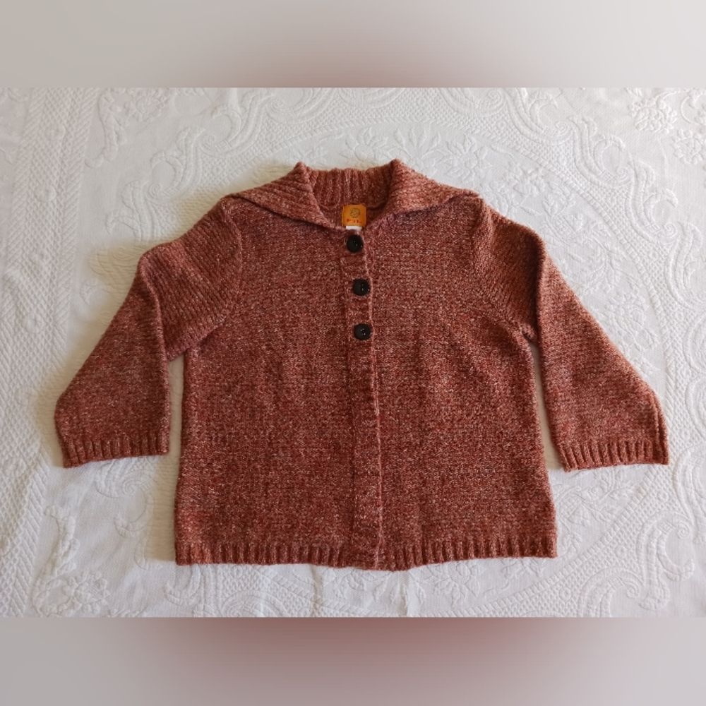 Ruby Rd. Rust Colored Cardigan Three Quarter Sleeves - Picture 3 of 7